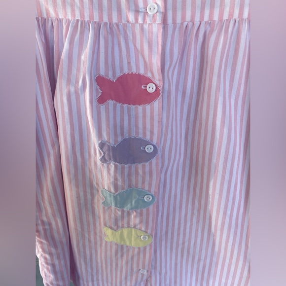 THE BEAUFORT BONNET COMPANY PINK STRIPED APPLIQUED FISH DRESS SZ7 - Picture 4 of 7